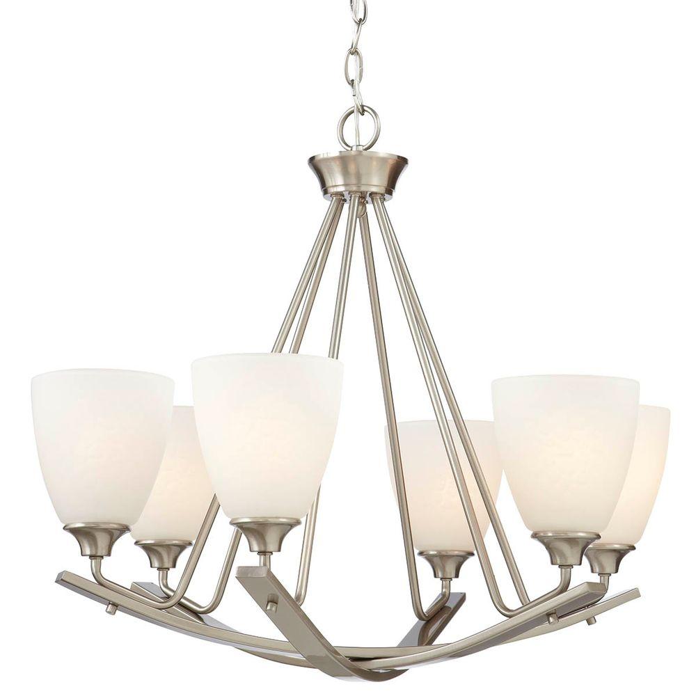 Full Size of Nickel Chandeliers Lighting The Home Depot Exciting Brushed Chandelier Chain Polished Mini Contemporary Modern With Fabric Shades Lowes 5-light White Antique Satin Alabaster Glass Uk